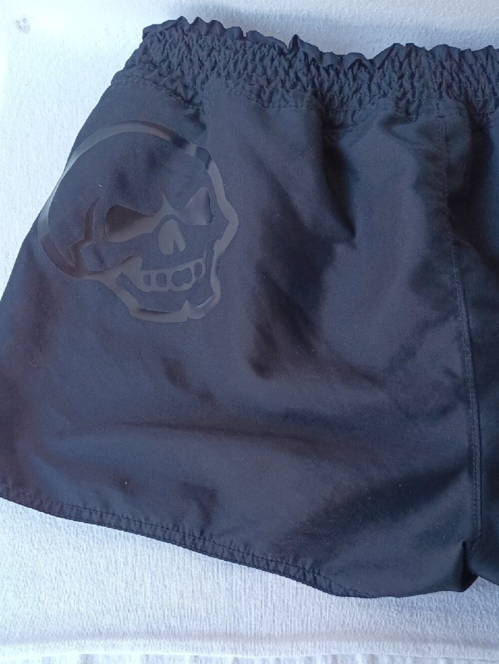 Old Navy Black Athletic Drawstring Shorts with Subtle Skull Accents